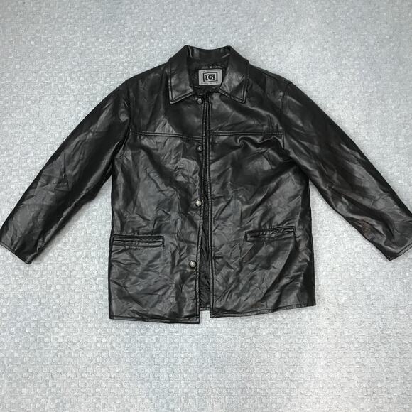 G New Collection Leather Jacket Mens XL Black Made in Italy Quilted Car Coat - Picture 5 of 13